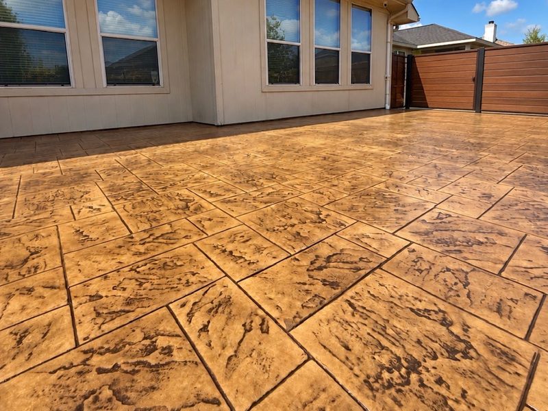 Stamped concrete patio installed near Plano, Texas
